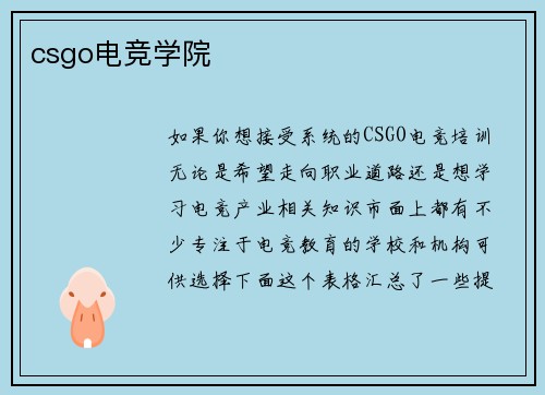 csgo电竞学院